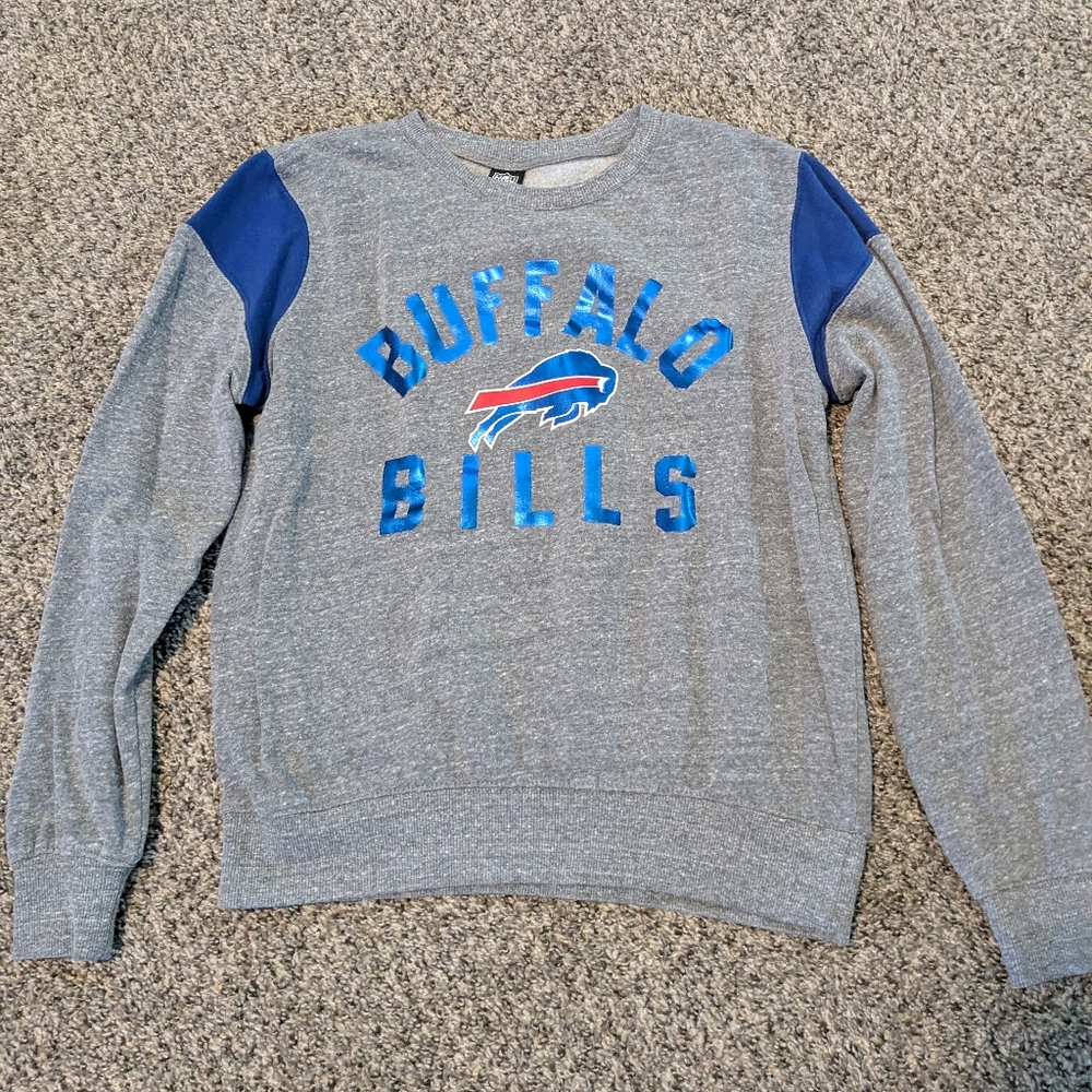 NFL Buffalo Bills Gray and Blue Crewneck Sweater